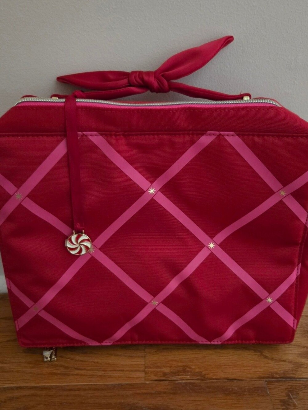 Estee Lauder Red and Pink Pattern Cosmetic Bag